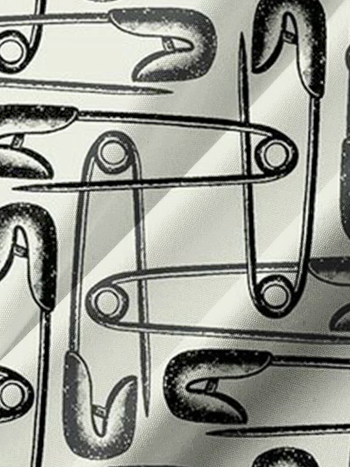 Alohadaddy® Vintage Paper Clip Art Chest Pocket Mens Short Sleeve Shirt Big &amp; Tall
