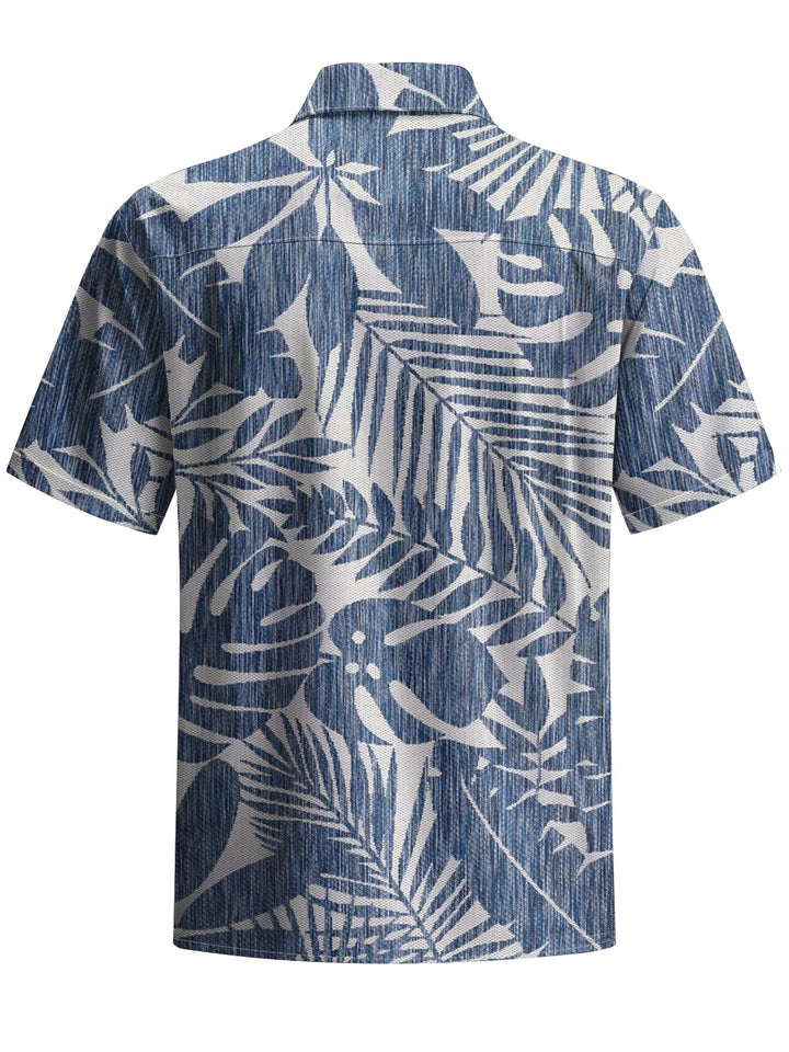 Alohadaddy® Vintage Palm Leaf Art Print Chest Pocket Mens Short Sleeve Shirt Big &amp; Tall