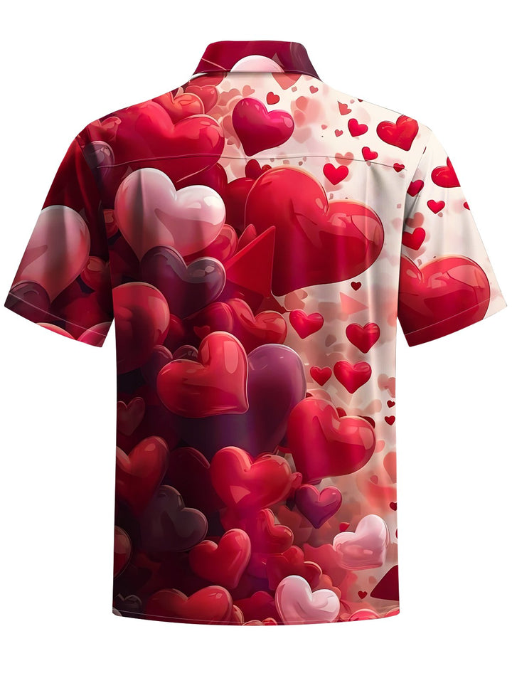 Alohadaddy® Casual Heart Gradient Art Print Chest Pocket Men&