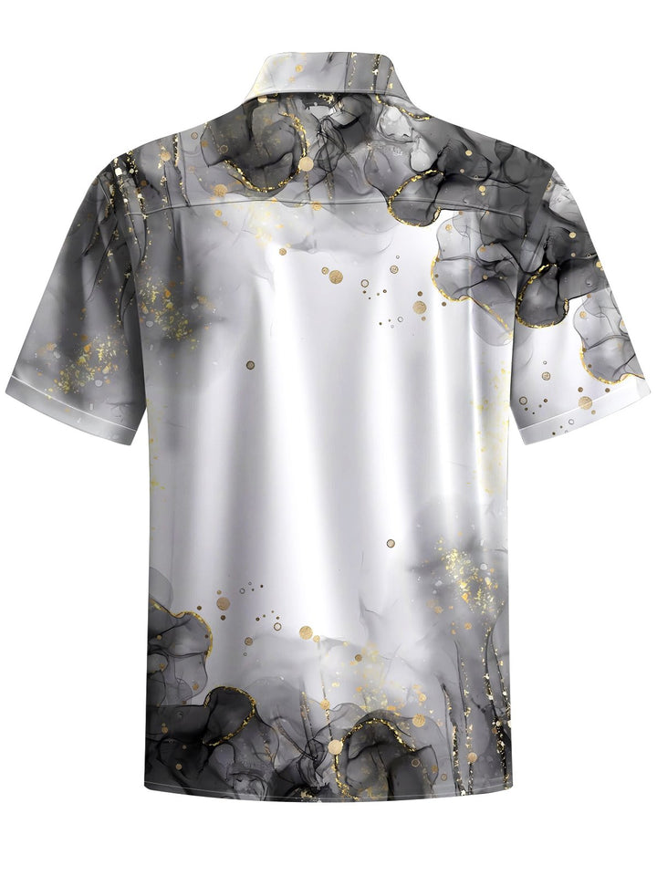 Alohadaddy® Casual Abstract Art Print Chest Pocket Men&