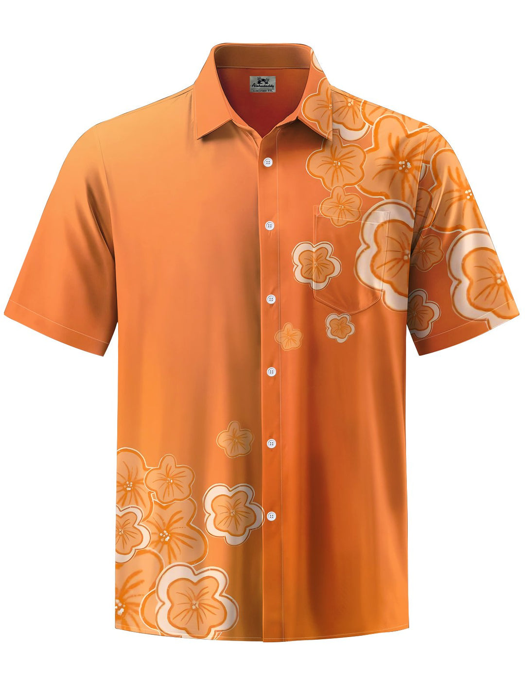 Alohadaddy® Casual Floral Art Print Chest Pocket Men&