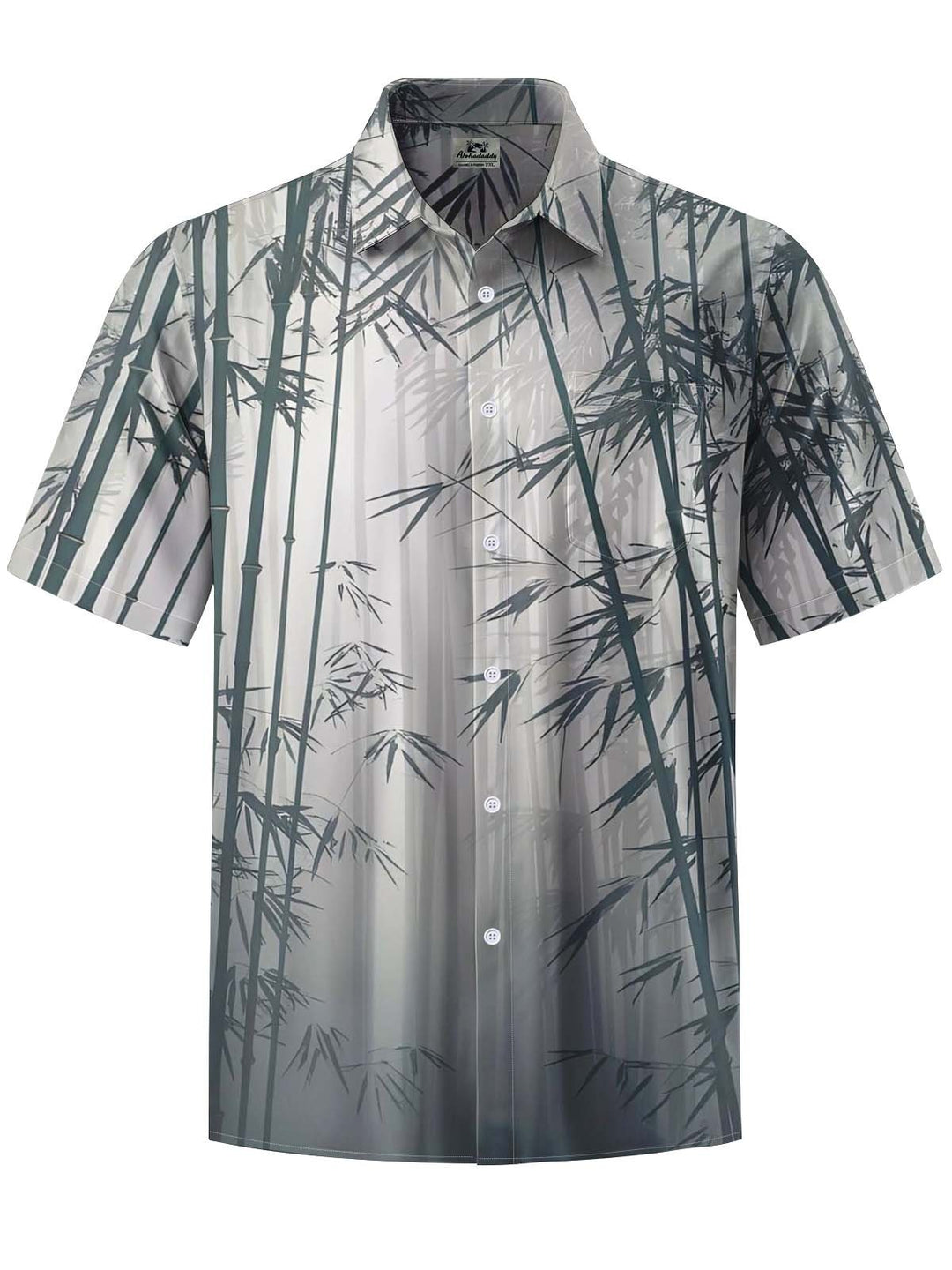 Alohadaddy® Casual Bamboo Art Print Chest Pocket Stretch Men&