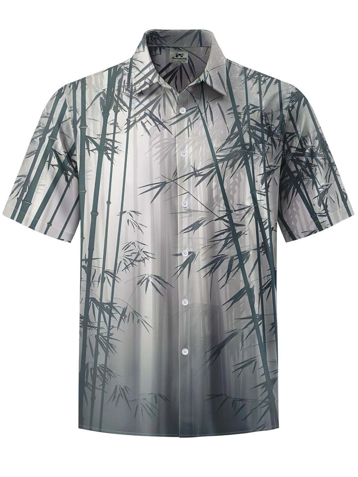 Alohadaddy® Casual Bamboo Art Print Chest Pocket Stretch Men&