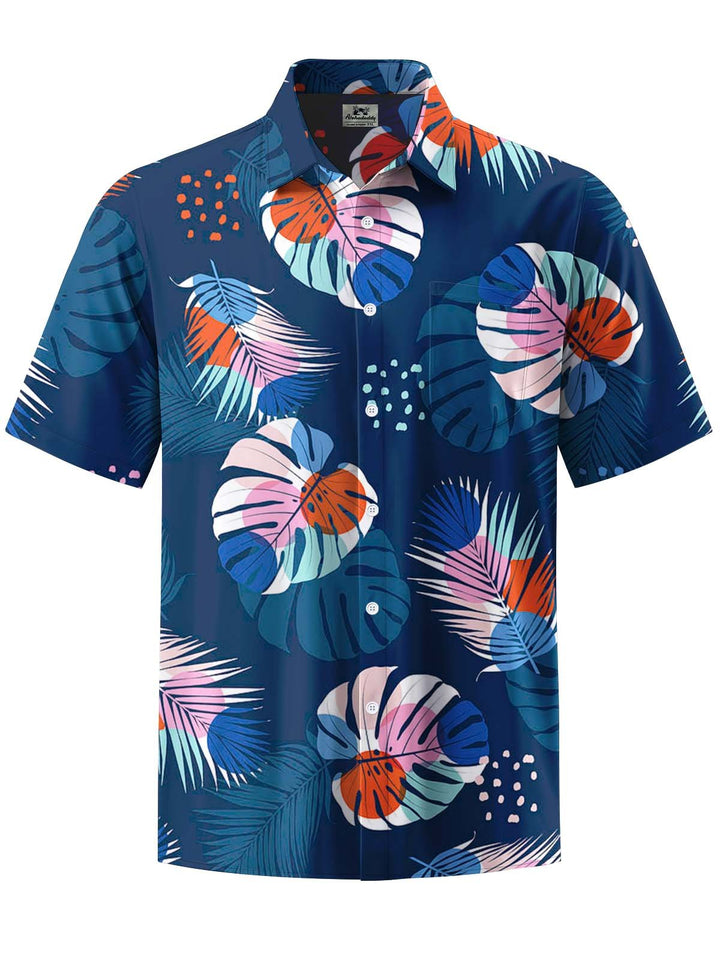 Alohadaddy® Hawaiian Palm Leaf Art Print with Elastic Pockets for Men&