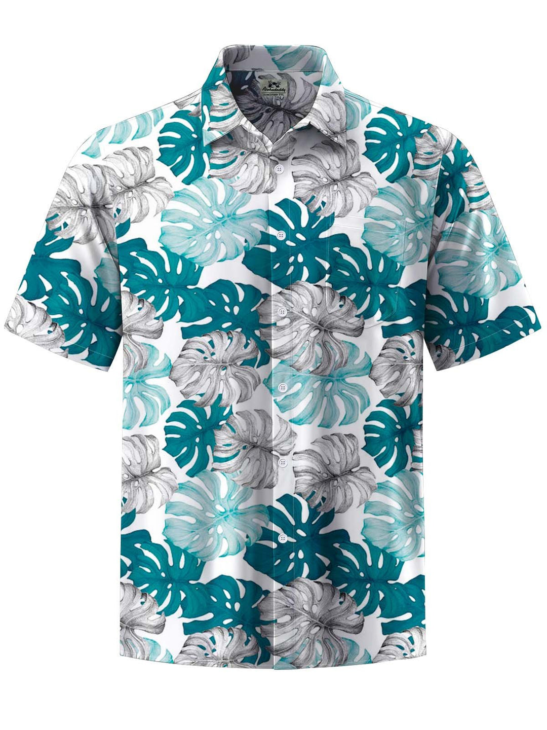 Alohadaddy® Hawaiian Palm Leaf Art Print Chest Pocket Stretch Men&