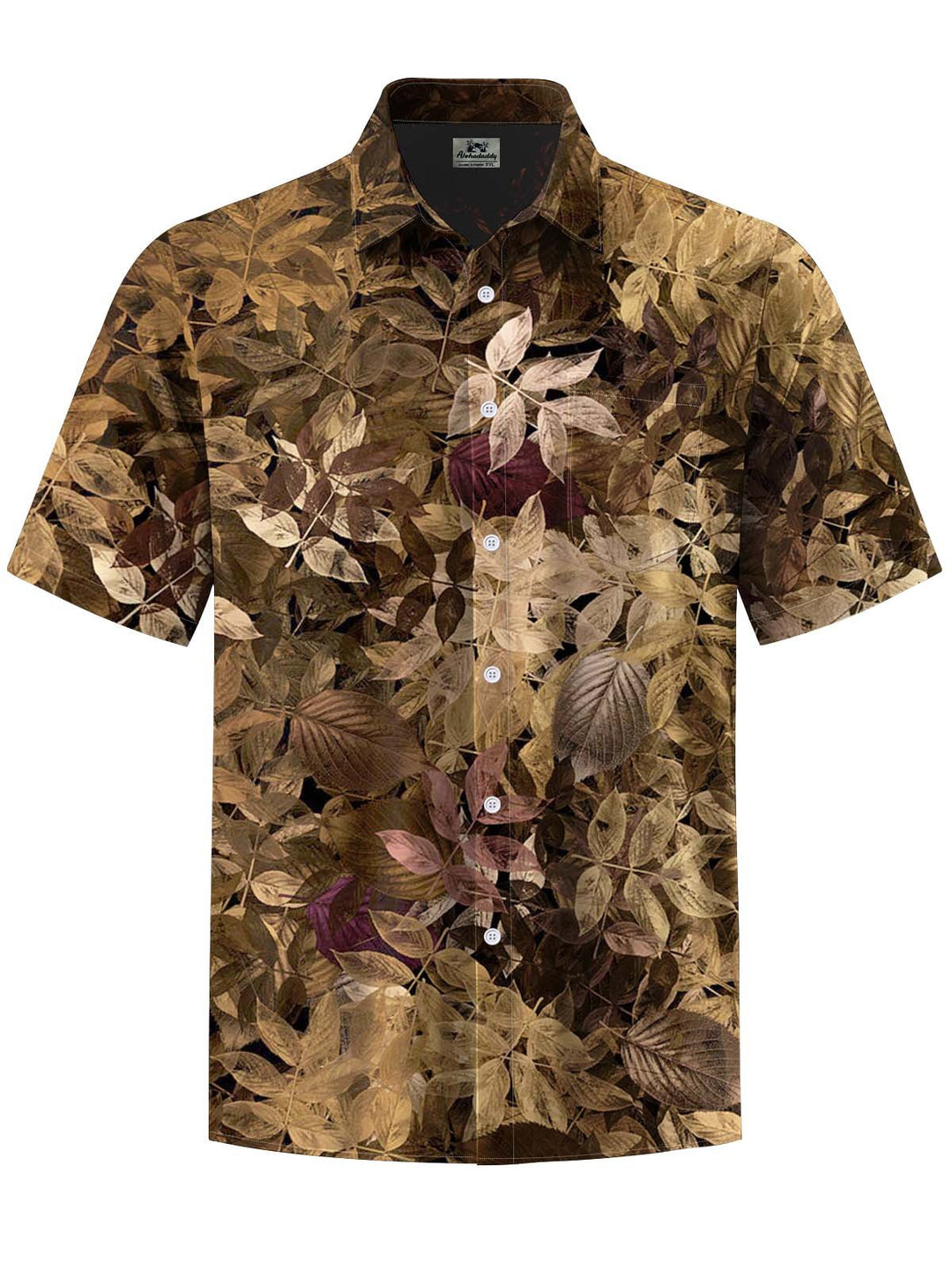 Alohadaddy® Vintage Leaf Art Print Chest Pocket Stretch Men&