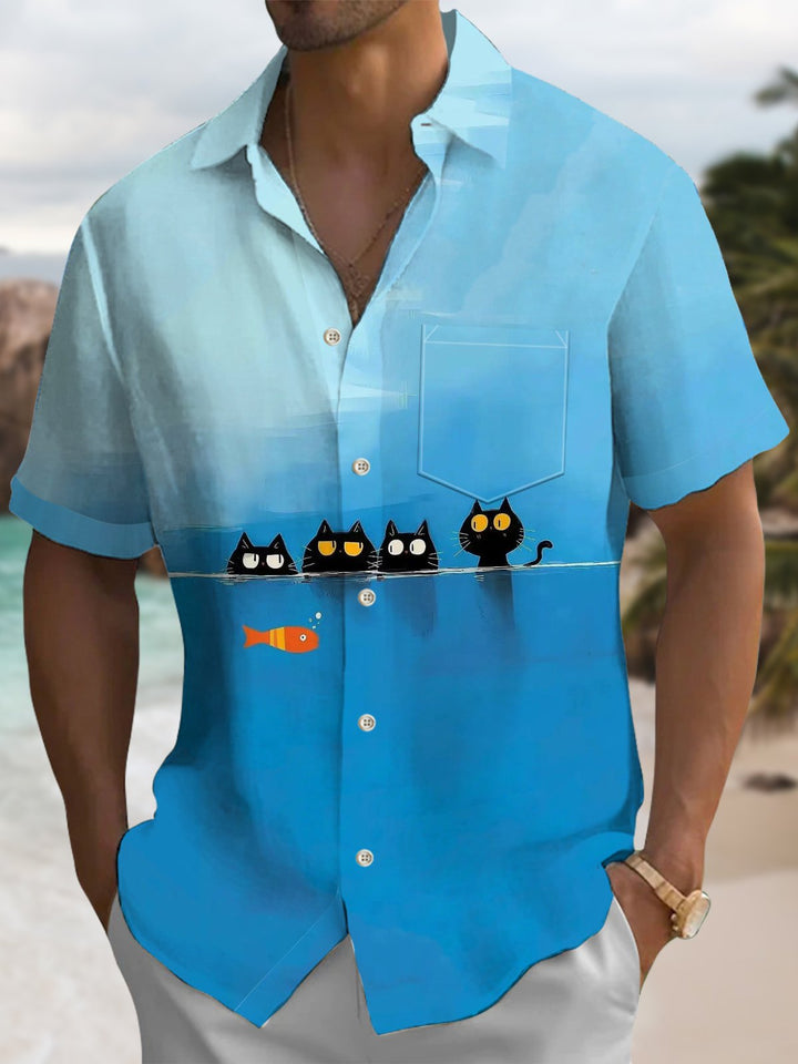 Alohadaddy® Hawaiian Ocean Fun Cat Print Men&