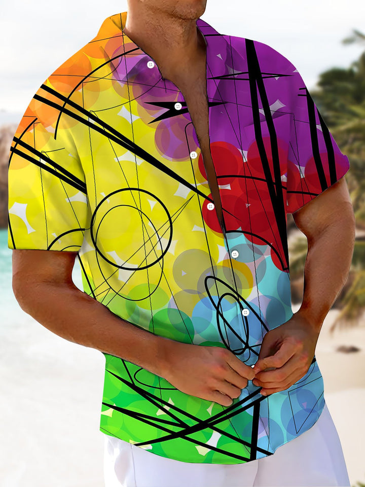 Alohadaddy® Retro Abstract Stripe Print Pocket Stretch Men&