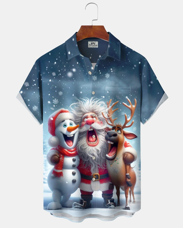 Alohadaddy® Christmas Santa Claus Cartoon Print Pocket Elastic Button Men&