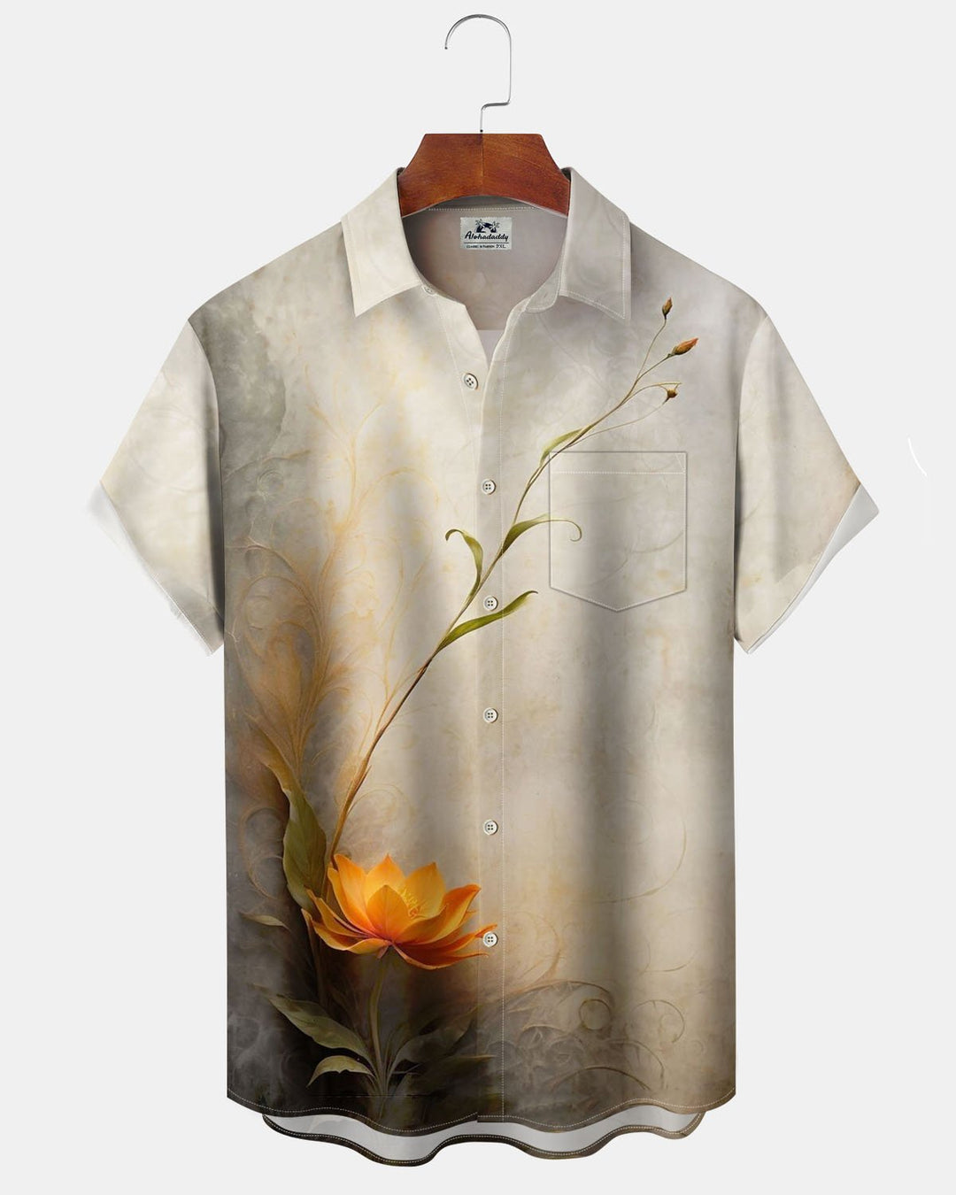Alohadaddy® Vintage Lotus Print Art Pocket Stretch Men&