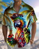 Alohadaddy® Hawaiian Parrot Print Art Button Pocket Cardigan Men's Short Sleeve Shirt Big & Tall
