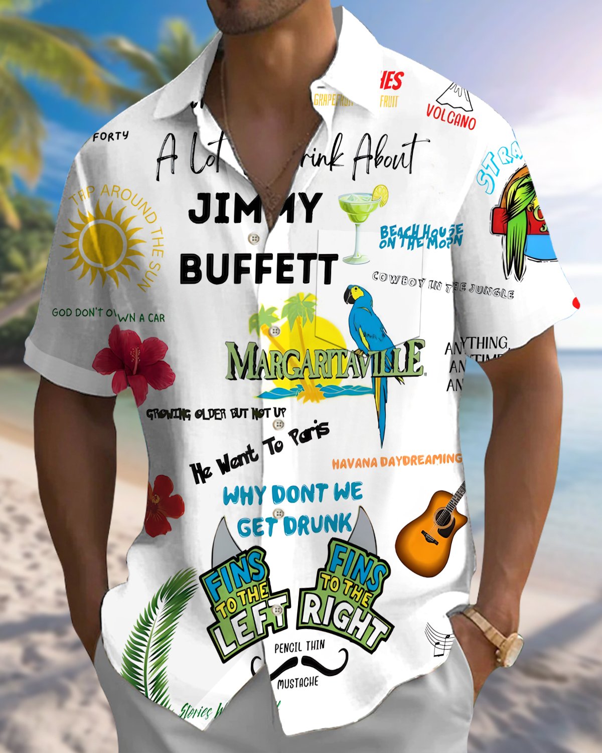 Alohadaddy® Hawaiian Parrot Print Art Button Pocket Cardigan Men's Short Sleeve Shirt Big & Tall