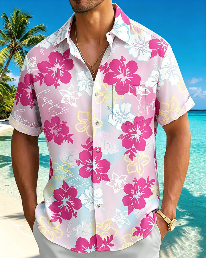 Alohadaddy® Hawaiian Floral Print Art Button Pocket Cardigan Men&