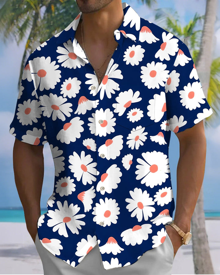 Alohadaddy® Casual Floral Print Art Button Pocket Cardigan Men&