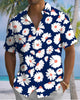 Alohadaddy® Casual Floral Print Art Button Pocket Cardigan Men's Short Sleeve Shirt