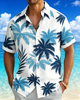 Alohadaddy® Hawaiian Palm Tree Print Art Button Pocket Cardigan Men's Short Sleeve Shirt