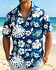 Alohadaddy® Hawaiian Palm Leaf Print Art Button Pocket Cardigan Men's Short Sleeve Shirt