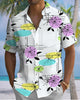 Alohadaddy® Retro Geometric Print Art Button Pocket Men's Short-Sleeve Shirt