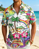 Alohadaddy® Hawaiian Palm Tree Print Art Button Pocket Cardigan Men's Short Sleeve Shirt