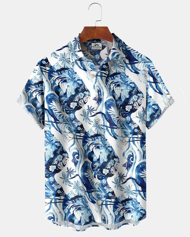 Alohadaddy® Hawaii Palm Tree Print Button-Down Shirt  Men&