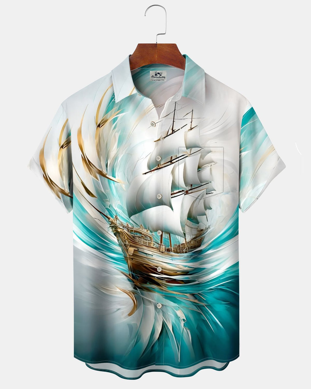 Alohadaddy® Casual Sailing Print Art Button Pocket Cardigan Men&