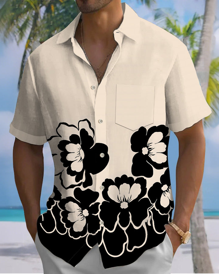 Alohadaddy® Casual Floral Print Art Button Pocket Cardigan Men&