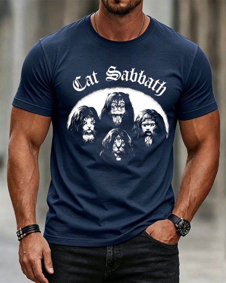 Alohadaddy® Casual Lion &amp; Letter Print Crew-Neck Short-Sleeve T-Shirt