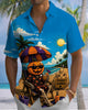 Alohadaddy® Men's Short-Sleeve Button-Down Shirt Hawaiian Style with Halloween Graphic Print and Chest Pocket
