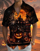 Alohadaddy® Men's Short-Sleeve Button-Down Shirt  Vintage Halloween Graphic Print with Pocket