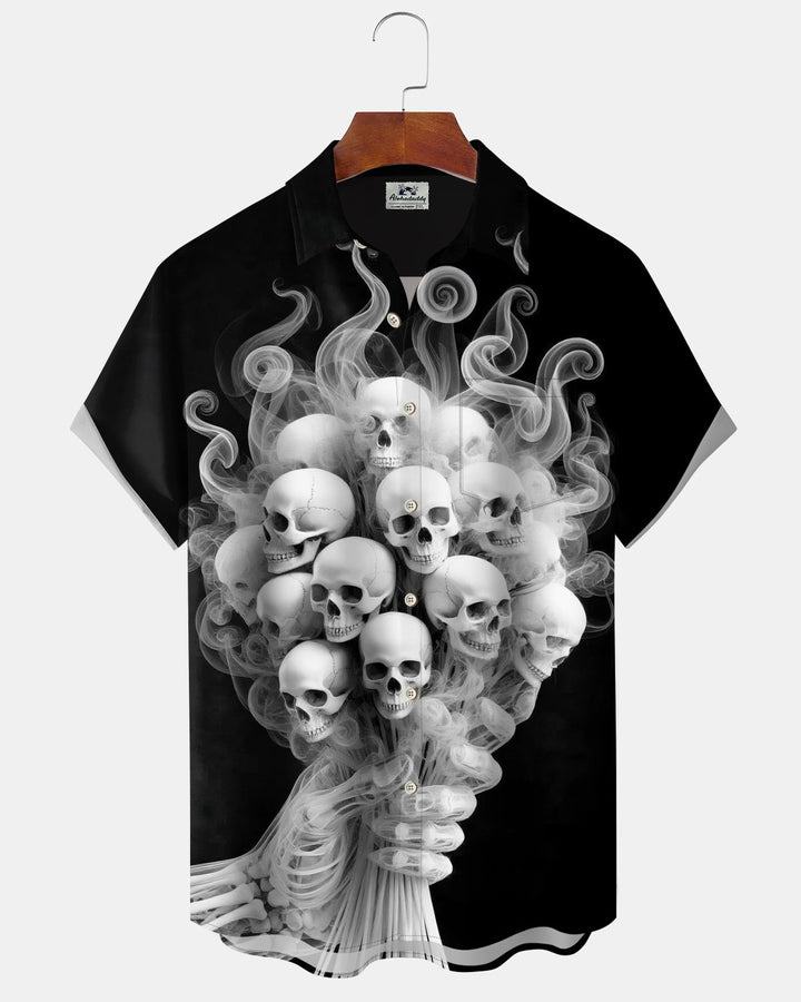 Alohadaddy® Holiday/Halloween Print Button-Down Short-Sleeve Shirt with Pocket