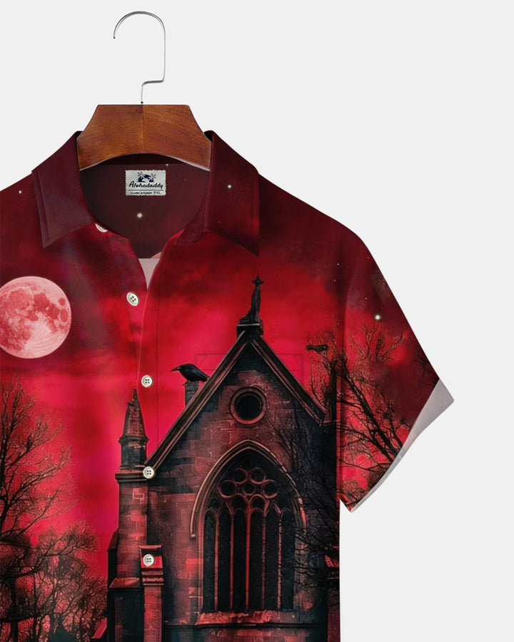 Alohadaddy® Holiday Halloween Graphic Print Button-Down Pocket Cardigan-Style Men&