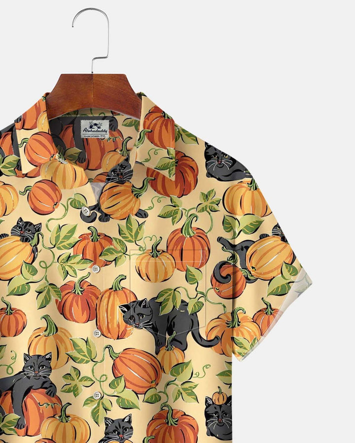 Alohadaddy® Holiday Halloween Graphic Print Button-Down Pocket Cardigan-Style Men&