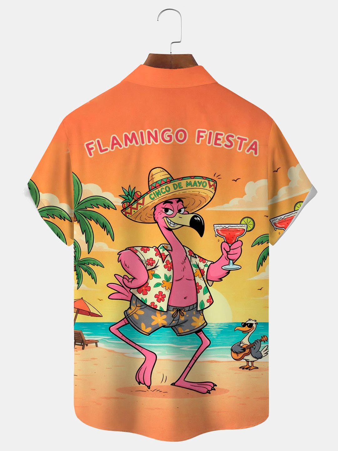 Alohadaddy® Hawaii Flamingo Beer Cigar Cinco de Mayo Print Men&
