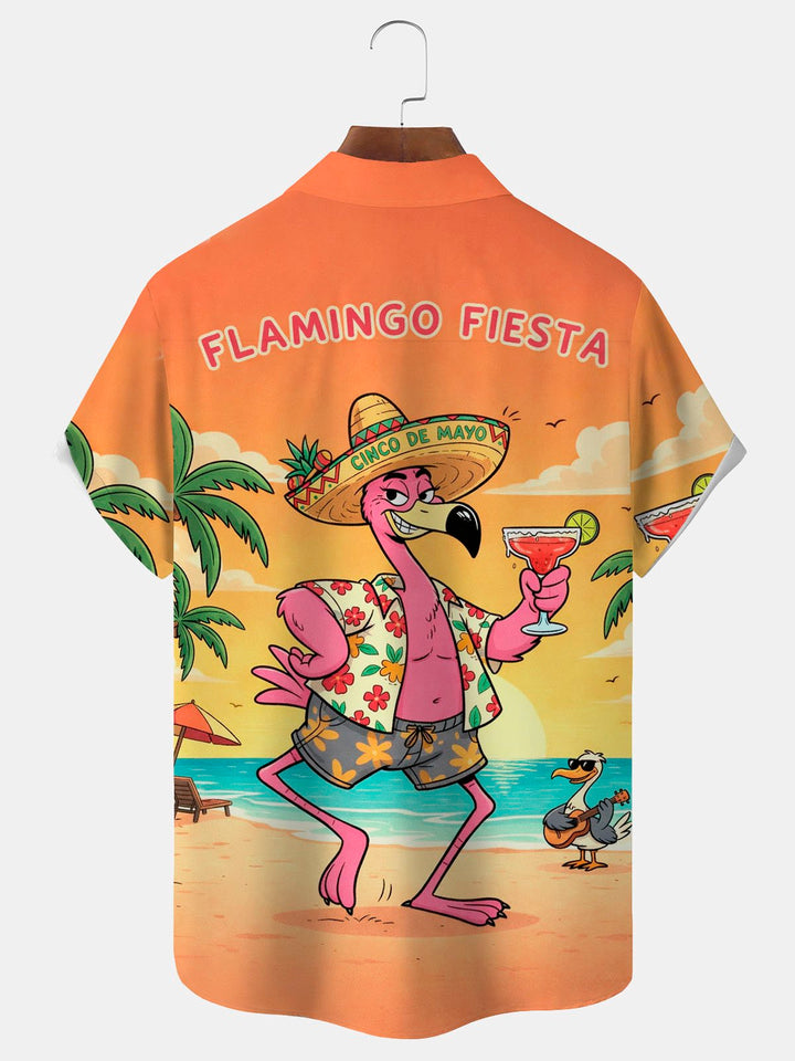 Alohadaddy® Hawaii Flamingo Beer Cigar Cinco de Mayo Print Men&