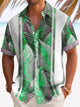 Alohadaddy Vintage Botanical Leaf Print Men's Button Pocket Short Sleeve Shirt