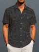 Alohadaddy Vacation Hawaii Cashew Flower Print Art Pocket Button Elastic Oversized Shirt