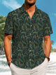 Alohadaddy Hawaiian Vacation Palm Tree Print Art Pockets Buttons Stretch Oversized Shirt