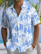 Alohadaddy Casual Collection Everyday Hawaii Palm Trees Art Print Button Cardigan Pocket Polyester Stretch Short Sleeve Shirt