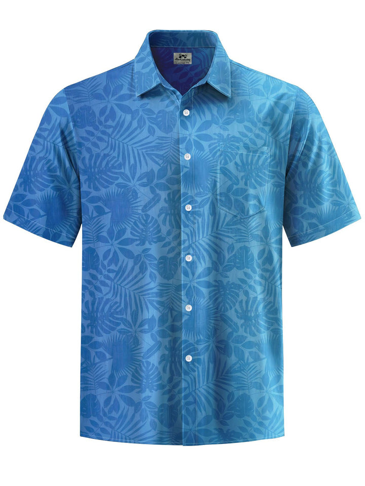 Alohadaddy® Casual Leaves Gradient Print Chest Pocket Men&