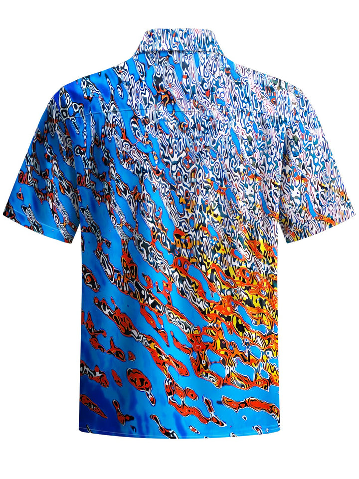 Alohadaddy® Casual Gradient Abstract Art Print Chest Pocket Men&