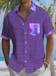 Alohadaddy® Hawaiian Palm Leaf Contrast Art Print Chest Pocket Men's Short Sleeve Shirt Big & Tall