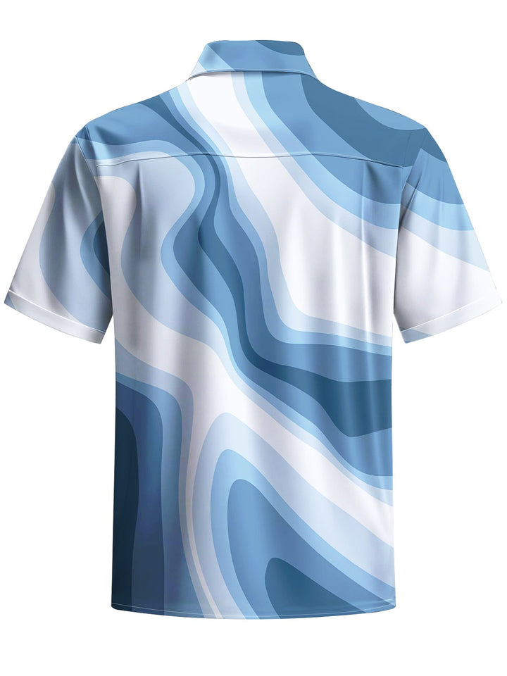 Alohadaddy® Casual Geometric Art Print Chest Pocket Men&