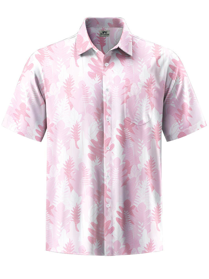 Alohadaddy® Hawaiian Leaf Art Print Chest Pocket Mens Short Sleeve Shirts Big &amp; Tall