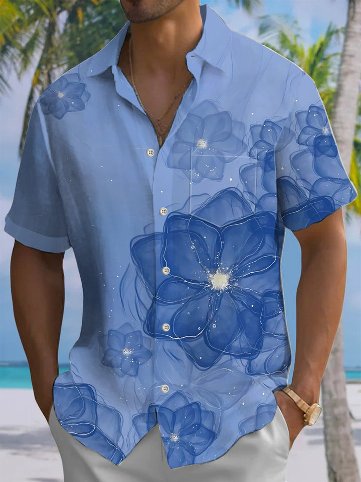 Alohadaddy® Casual Floral Art Print Mens Moisture Wicking Short Sleeve Shirt Big &amp; Tall
