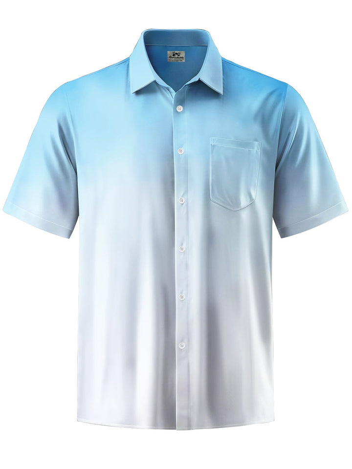 Alohadaddy® Hawaii Ombre Art Print Chest Pocket Mens Short Sleeve Shirt Big &amp; Tall