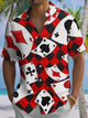 Alohadaddy® Casual Card Geometric Contrast Art Print Chest Pocket Men's Short Sleeve Shirt Big & Tall