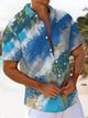 Alohadaddy® Hawaiian Abstract Painting Print Art Chest Pocket Men's Short Sleeve Shirt Big & Tall