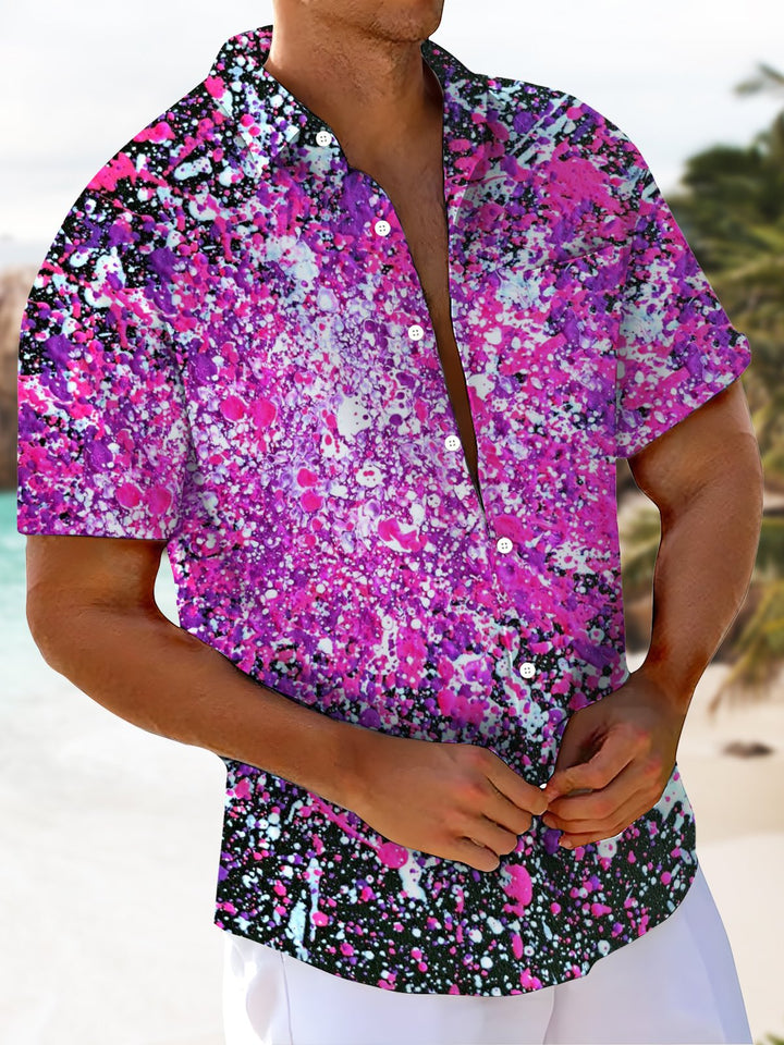 Alohadaddy® Vintage Casual Acrylic Inkjet Print Art Chest Pocket Men&