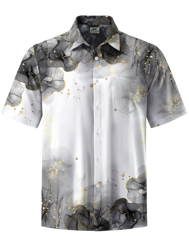 Alohadaddy® Casual Abstract Art Print Chest Pocket Men&