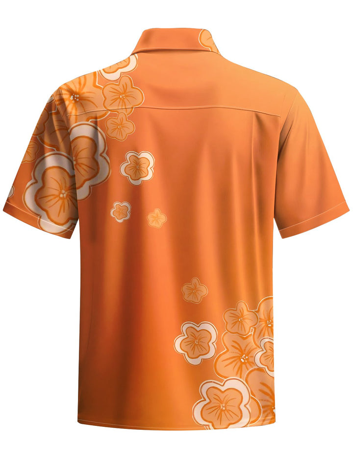 Alohadaddy® Casual Floral Art Print Chest Pocket Men&